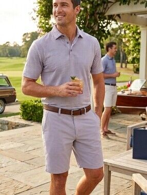 Johnnie-O Prep-Formance Calcutta Shorts Men's 36‎ Gray Golf Stretch Chino Preppy